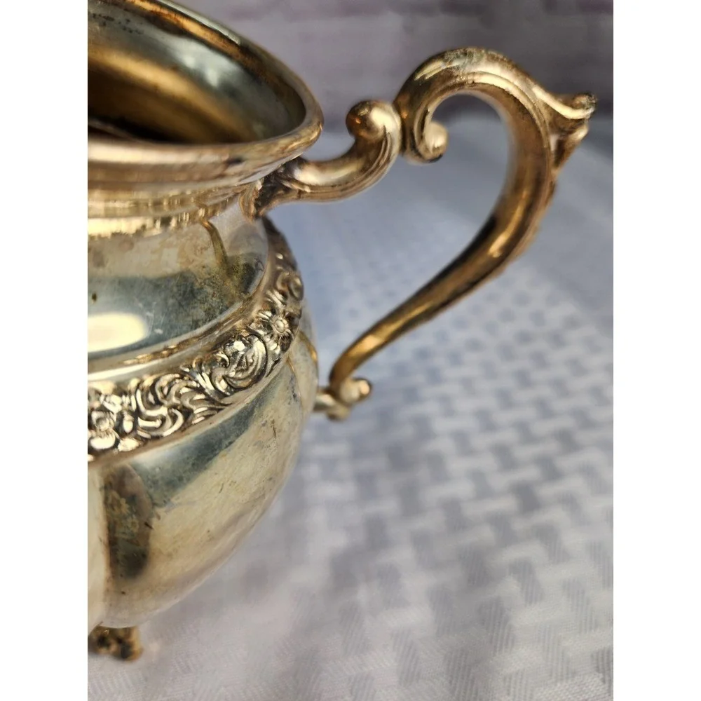 Vintage Sheridan Silver On Copper Sugar Bowl By The Sheridan Silver Company 1946